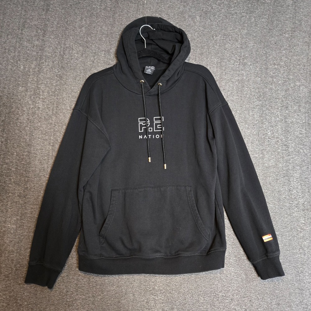 P.E Nation Endurance Logo Hoodie Sweatshirt Black Jumper Small Organic Cotton